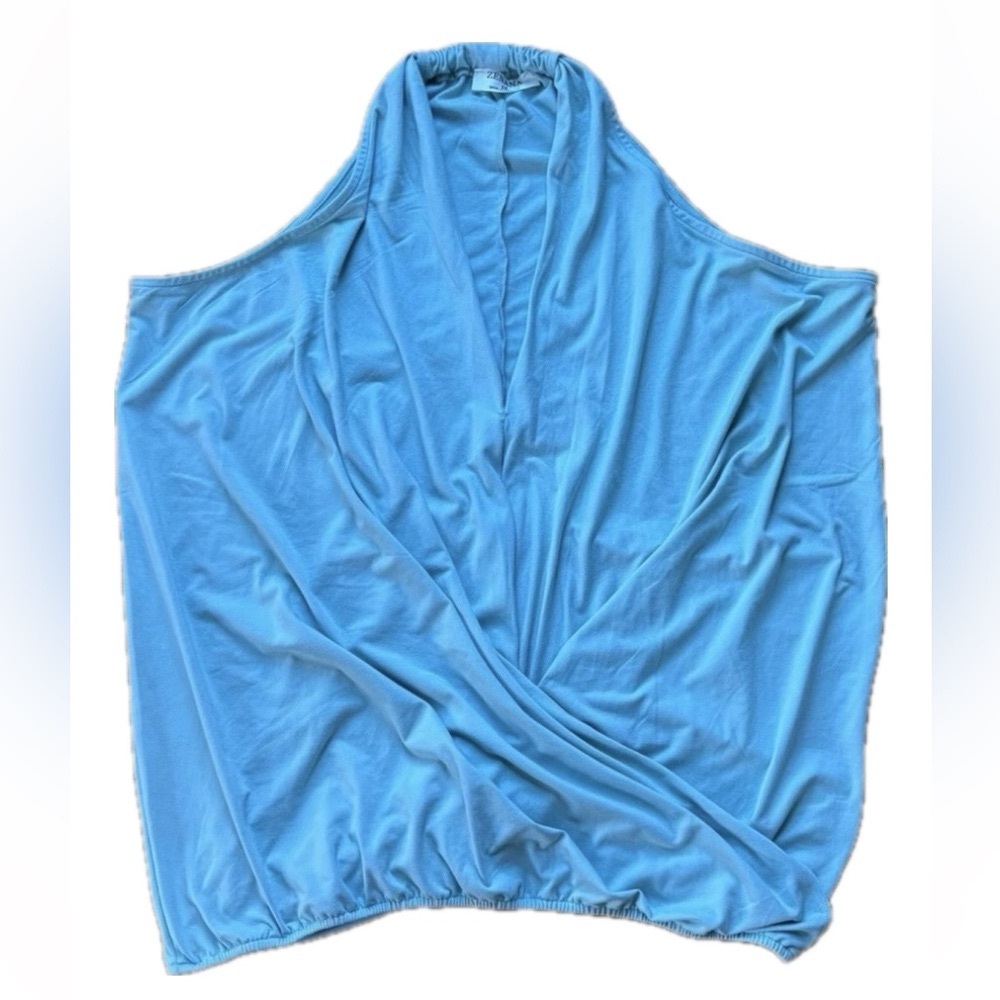 NWOT Zenana Blue V-Neck Stretch Halter Top 1X
